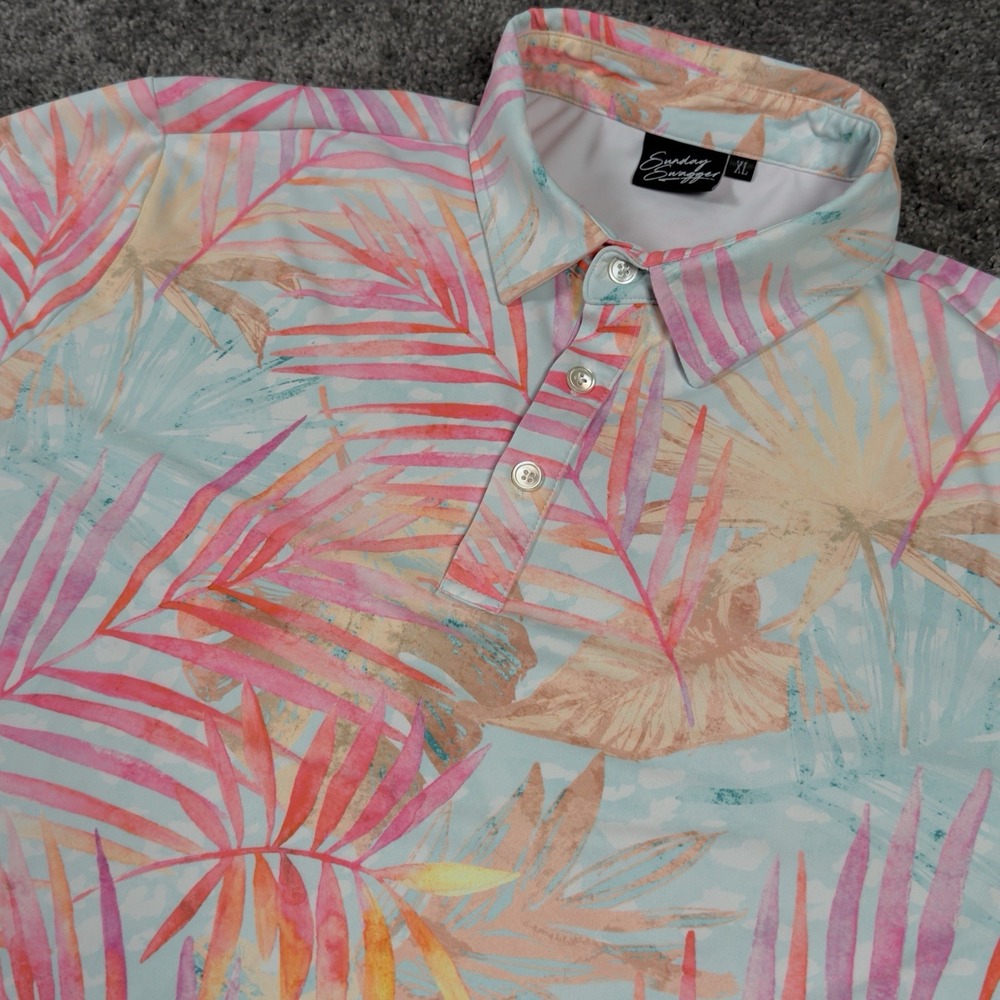 Sunday Swagger Polo Shirt Mens XL Multi Golf AOP Floral Lightweight Stretch